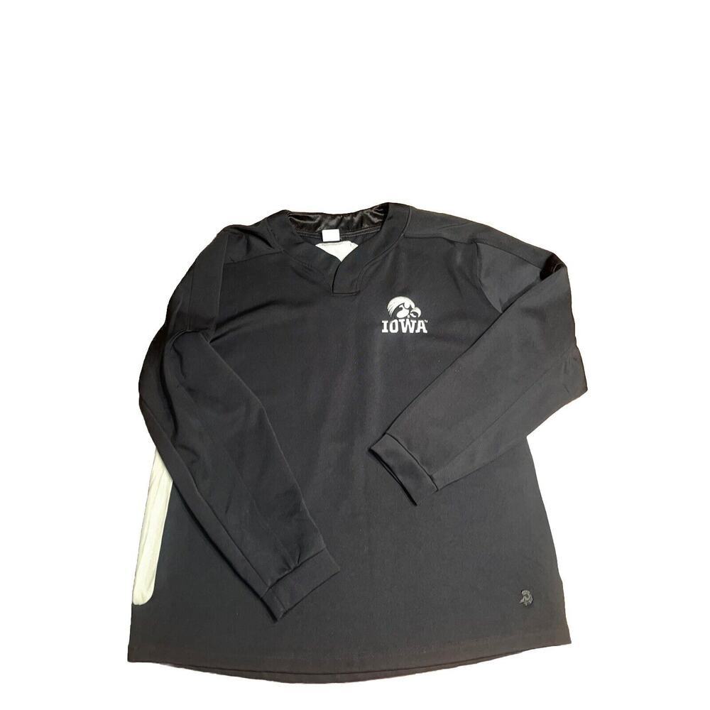 IOWA HAWKEYES PULLOVER Shirt BLACK MENS L Heavyweight Vented